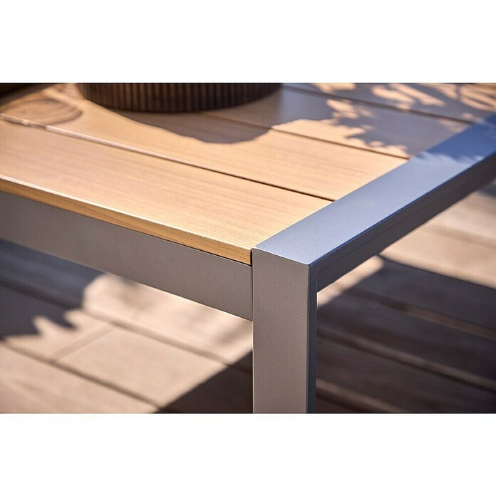 Sunfun Maja Garten-Loungetisch Holzoptik (L x B x H: 100 x 100 x 42 cm, Aluminium, Polywood, Night-Grey) | BAUHAUS