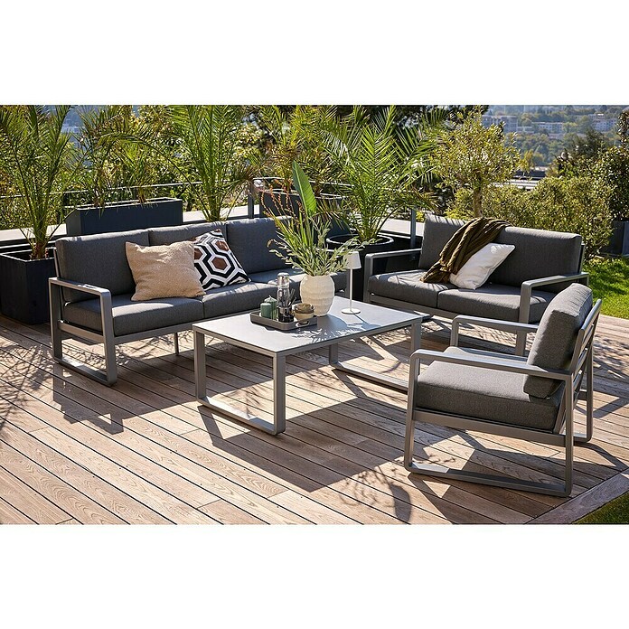 Sunfun Maja Loungesofa 2-Sitzer (B x T x H: 139,5 x 76 x 74,5 cm, Aluminium, Olefin, Night-Grey) | BAUHAUS