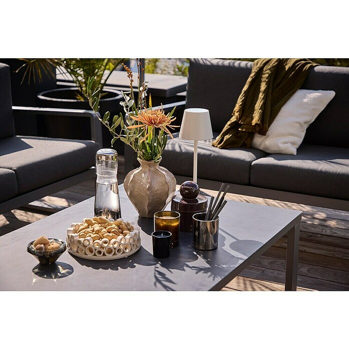 Sunfun Maja Garten-Loungetisch (L x B x H: 110 x 73 x 46 cm, Aluminium, Sicherheitsglas, Night-Grey) | BAUHAUS