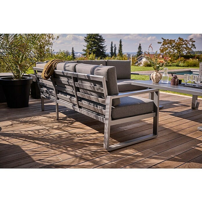 Sunfun Maja Lounge kavč  (Š x G x V: 203 x 76 x 74,5 cm, Aluminij, Olefin, Siva) | 8303 - Loungeset | ICAE - Sommermöbel Loungemöbel | ICA - Sommermöbel | IC - Freizeit im Garten | I - Stadtgarten | BAUHAUS