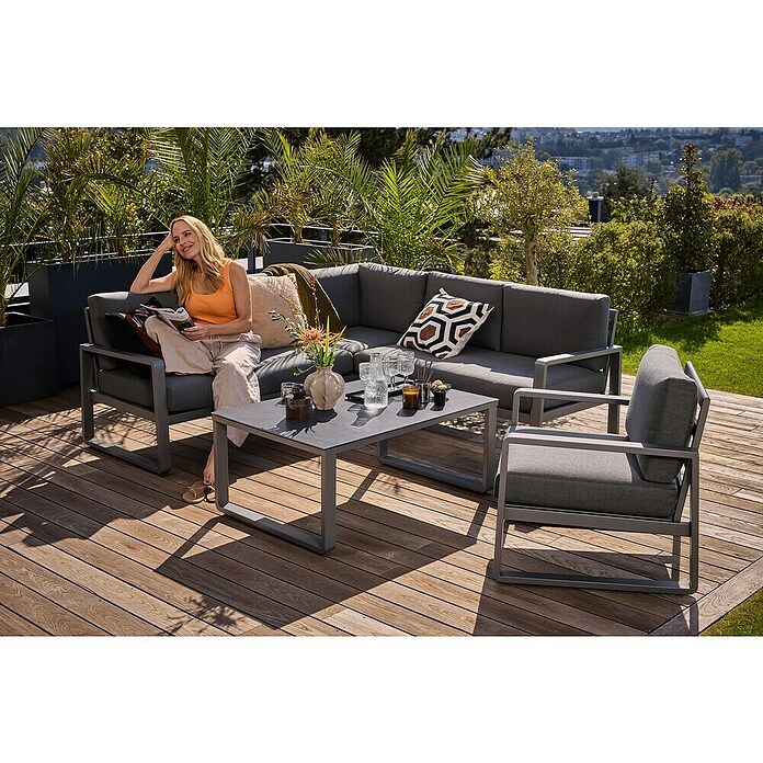 Sunfun Maja Lounge kotni element  (Aluminij, Olefin, Siva) | 8303 - Loungeset | ICAE - Sommermöbel Loungemöbel | ICA - Sommermöbel | IC - Freizeit im Garten | I - Stadtgarten | BAUHAUS