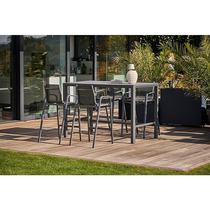 Sunfun Gastro Vrtni barski stol  (Jeklo, Tekstil, Možnost nakladanja, Antracit, Š x G x V: 53,5 x 74 x 110 cm) | 8350 - Stühle Textilen | ICAB - Sommermöbel Stühle | ICA - Sommermöbel | IC - Freizeit im Garten | I - Stadtgarten | BAUHAUS