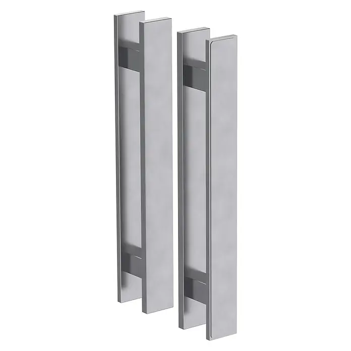 Diamond Doors Griffstange Sensa - Griffstange beidseitig (2 Stk.), 350 x 40 mm - Nahaufnahme einer grauen, vertikalen Heizkörper mit rechteckigen Elementen und minimalistischem Design für moderne Innenräume.