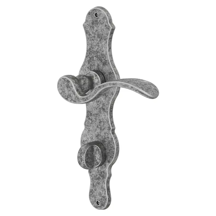 Diamond Doors Classic WC-Drückergarnitur WC Classic Florida - Schlitzkopf/Olive, Sonstiges - Ein detailliertes Bild einer Türgarnitur aus grauem Metall mit einem rustikalen Finish, das einen klassischen Charme versprüht.