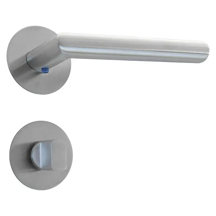 Diamond Doors Design Zimmertürgarnitur WC Austin - Stärke Tür: 40 mm - 45 mm, Schlitzkopf/Olive - Silberfarbene Türgriffe mit runden Rosetten, modernes Design für stilvolle Türen im Haus.