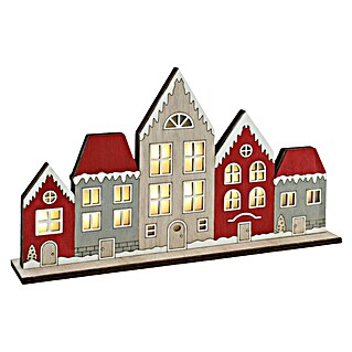 LED-Holzsilhouette Winter (L x B x H: 30 x 5 x 18 cm, Rot/Natur, LED, Batteriebetrieben)