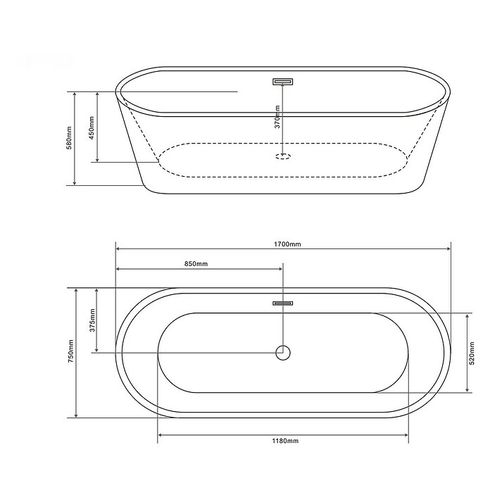 Sanotechnik Samostojeća kada Reno  (D x Š x V: 170 x 75 x 58 cm, Sanitarni akril, Bijela) | BAUHAUS