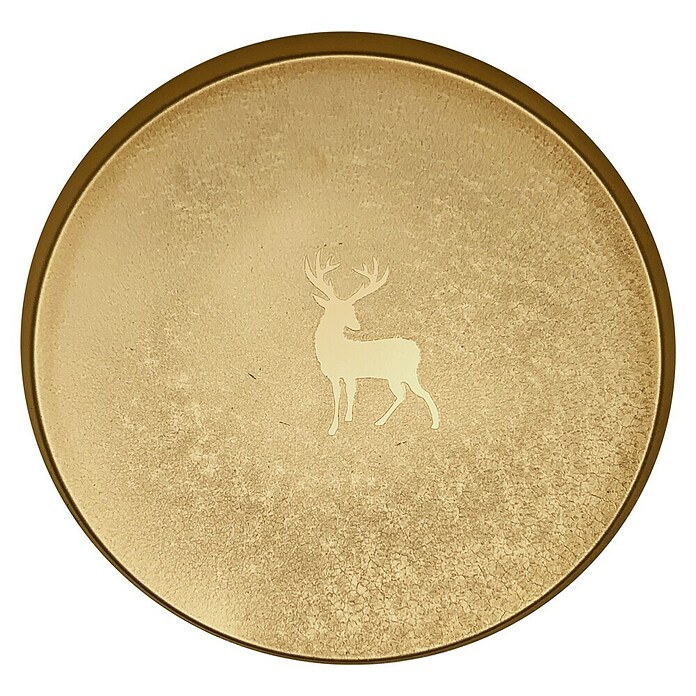 Deko-Tablett Hirsch Design (Durchmesser: 31 cm, Gold, Metall) | BAUHAUS