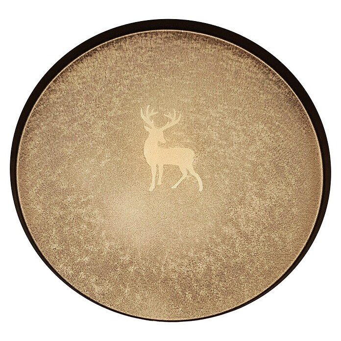 Deko-Tablett Hirsch Design (Durchmesser: 31 cm, Gold/Braun, Metall) | BAUHAUS