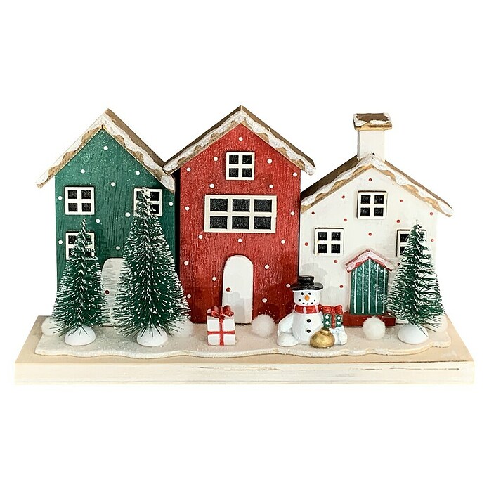 Deko-Holz - Häuserzeile Winter (L x B x H: 22 x 8,5 x 13 cm, Holz, Mehrfarbig) | BAUHAUS