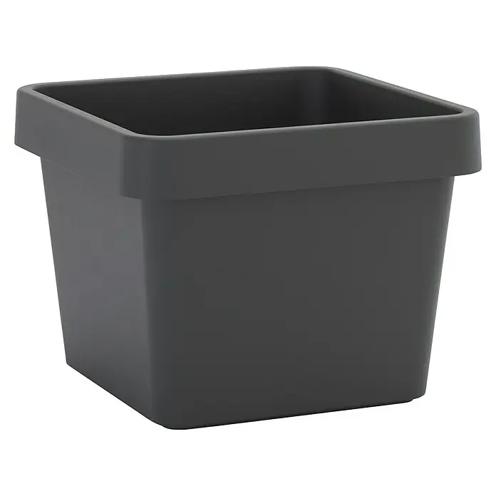 Viva Pflanztopf Square - Außenmaß (L x B x H): 39 x 39 x 30,5 cm, Kunststoff, Anthrazit - Grauer, quadratischer Mülleimer aus Kunststoff mit breitem Rand. Ideal für Büro oder Bad, robust und stilvoll.