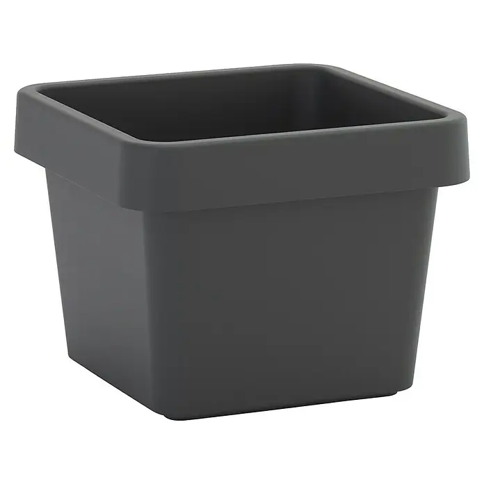 Viva Pflanztopf Square - Außenmaß (L x B x H): 29,5 x 29,5 x 23 cm, Kunststoff, Anthrazit - Grauer quadratischer Topf für Zimmerpflanzen, robustes Design für den Innenbereich, ideal für Kräuter und kleine Pflanzen.