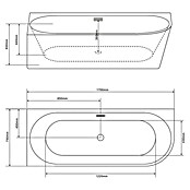 Sanotechnik Samostojeća kada Faro  (D x Š x V: 170 x 75 x 56 cm, Sanitarni akril, Bijela) | BAUHAUS