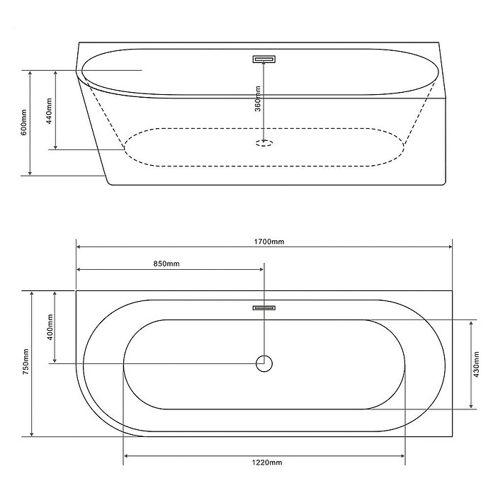 Sanotechnik Samostojeća kada Porto  (D x Š x V: 175 x 75 x 56 cm, Sanitarni akril, Bijela) | BAUHAUS