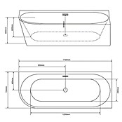 Sanotechnik Samostojeća kada Porto  (D x Š x V: 175 x 75 x 56 cm, Sanitarni akril, Bijela) | BAUHAUS