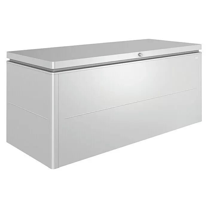 Biohort LoungeBox Gartenbox LoungeBox 200 - Silber Metallic, L x B x H: 200 x 84 x 88 cm, Stahl - Vorderansicht