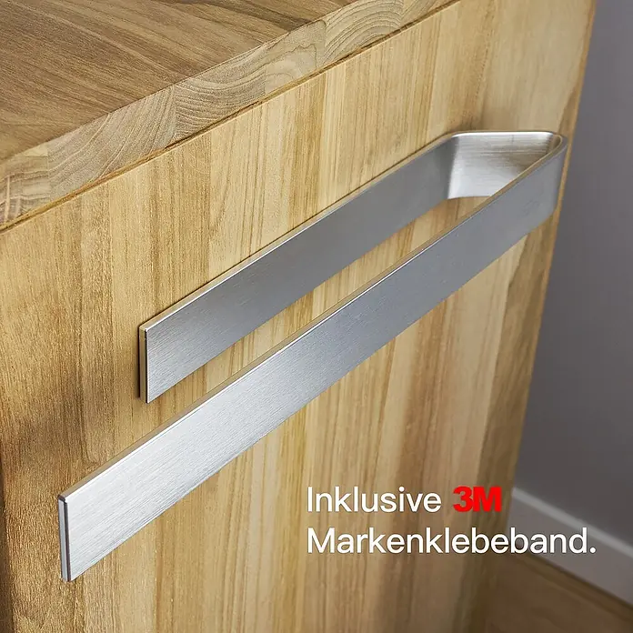 Designfabrik Hamburg Handtuchhalter - Silber gebürstet, Matt, Breite: 40 cm - Ein moderner Handtuchhalter aus Metall mit 3M-Klebeband an einem Holzschrank befestigt. Praktisch und stilvoll fürs Badezimmer.