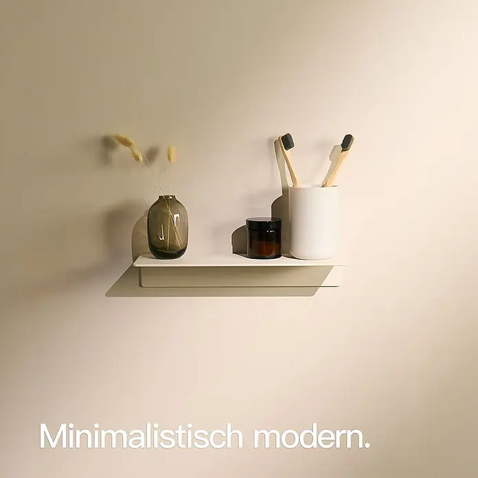 Designfabrik Hamburg Badablage - Breite: 30 cm, Aluminium, Weiß - Minimalistisches, modernes Badezimmer-Regal mit Vase, Zahnputzbecher und Creme. Ein elegantes Accessoire für ein stilvolles Badezimmer.