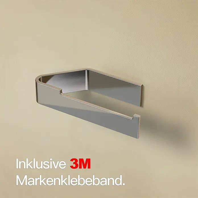Designfabrik Hamburg Toilettenpapierhalter - Chrom, Glänzend - Silberner Handtuchhalter zur Wandmontage inklusive 3M-Markenklebeband.