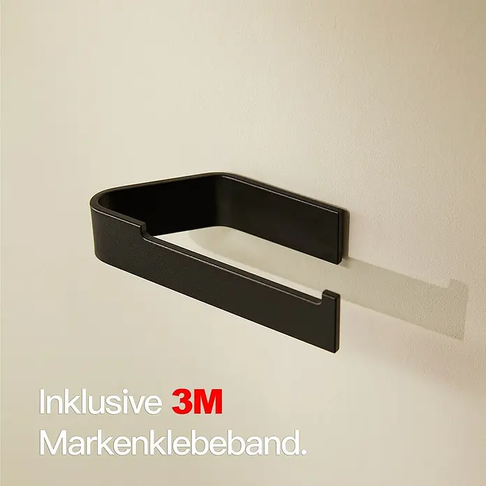 Designfabrik Hamburg Toilettenpapierhalter - Schwarz, Matt - Schwarzer Handtuchhalter zur Wandmontage. Inklusive 3M Markenklebeband für einfache Montage.