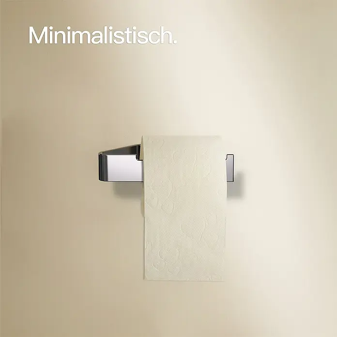 Designfabrik Hamburg Toilettenpapierhalter - Chrom, Glänzend - Toilettenpapierhalter aus Chrom mit einer Rolle strukturiertem Papier. Minimalistisch im Design und praktische Nutzung.