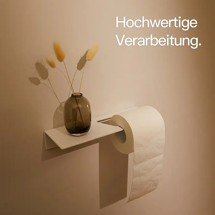 Designfabrik Hamburg Toilettenpapierhalter - Mit Ablage, Weiß, Matt - Elegantes Toilettenpapierregal mit Ablage für Dekorationen, bietet stilvolle Funktionalität im Badezimmer.