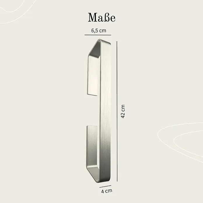 Designfabrik Hamburg Handtuchhalter - Silber gebürstet, Matt - Produktabmessungen: Die stilvolle Türgarderobe aus Metall mit den Maßen 6,5 x 4 x 42 cm ist ideal für die Aufbewahrung.
