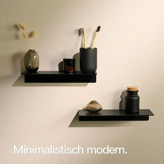 Designfabrik Hamburg Badablage - Breite: 30 cm, Aluminium, Schwarz - Minimalistische moderne Wandregale mit dekorativen Gegenständen, die eine stilvolle Badezimmerorganisation ermöglichen.