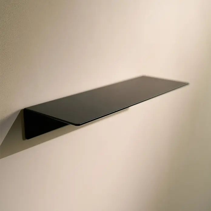 Designfabrik Hamburg Badablage - Breite: 30 cm, Aluminium, Schwarz - Elegantes schwarzes Wandregal.