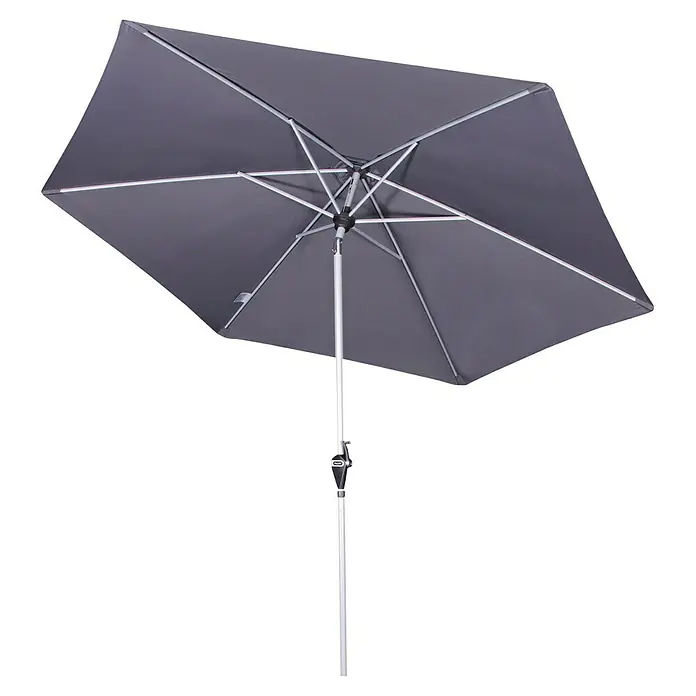 Doppler Active Marktschirm rund Auto Tilt - Anthrazit, Durchmesser Bespannung: 280 cm - Grauer, rechteckiger Sonnenschirm mit silbernem Gestell und Kurbelmechanismus für den Garten oder die Terrasse.