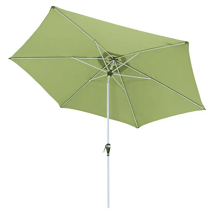 Doppler Active Marktschirm rund Auto Tilt - Fresh Green, Durchmesser Bespannung: 320 cm - Grüner rechteckiger Gartenschirm mit einem weißen Rahmen, der Schatten und Schutz vor der Sonne bietet. Ideal für Terrassen und Gärten.