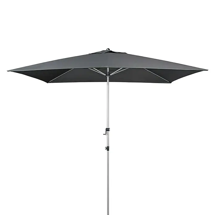 Doppler Expert Marktschirm Auto Tilt - Anthrazit, Bespannungsmaß (L x B): 300 x 200 cm - Grauer rechteckiger Sonnenschirm mit silbernem Gestell, ideal für den Außenbereich und den Garten.