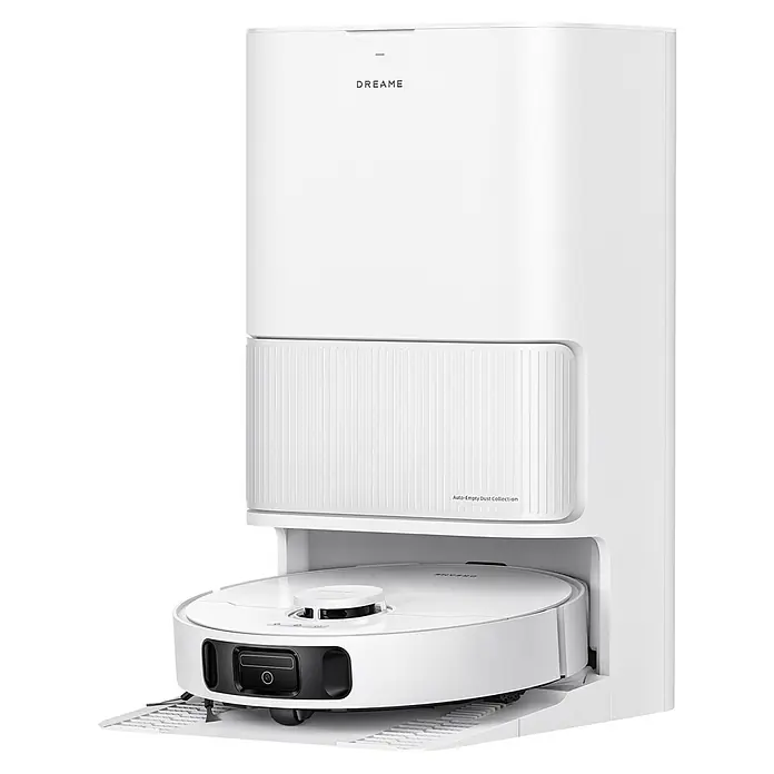 Dreame Robot aspirador con mopa D20 Ultra - Potencia de aspiración: 13.000 Pa, Duración de la batería: 260 min, Capacidad del robot: 320 ml - Robot aspirador Dreame blanco con base de autovaciado. Una solución práctica para una limpieza sin esfuerzo.