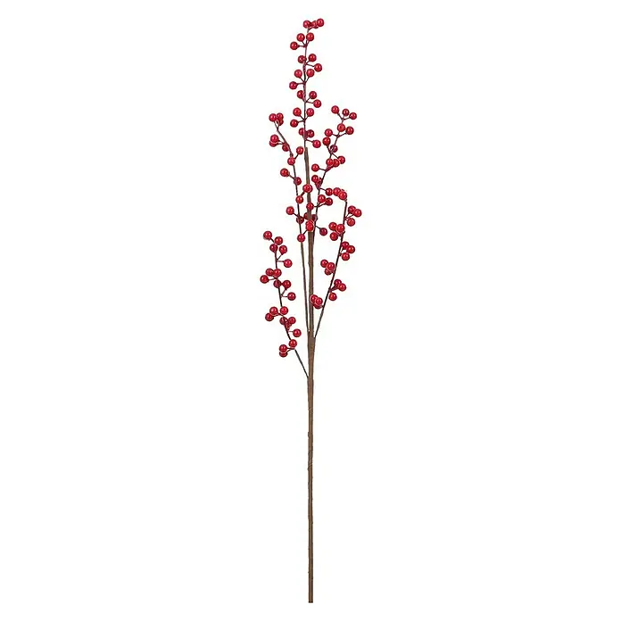 Kunstzweig Beere - 67 cm, Rot, Kunststoff - Dekorativer roter Beeren-Zweig, ideal für festliche Dekorationen. Die glänzenden Beeren verleihen jedem Raum einen Hauch von Eleganz.