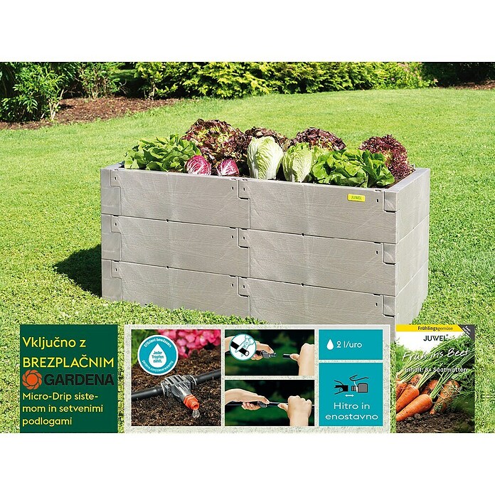 Juwel Visoka greda Timber z Gardena namakalnim sistemom Microdrip  (130 x 60 x 60 cm, Plastika, Siva) | 7493 - Hochbeete | IAGG - Gartenartikel | IAG - Außenbereichsausstattung | IA - Gartenhartware | I - Stadtgarten | BAUHAUS