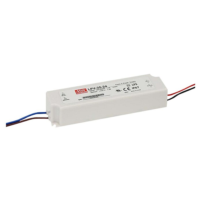 Mean Well LED transformator  (Moč: 35 W, Nazivna napetost: 24 V, IP67) | 3349 - Vorschaltgeräte | CBGC - Lampenfassungen | CBG - Stecker, Kupplungen Lampenfassungen | CB - Elektroinstallation | C - Elektro | BAUHAUS
