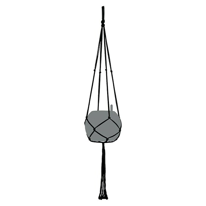 Lechuza Blumenampel Makramee Pure (Länge: 120 cm, Baumwolle, Schwarz) | BAUHAUS