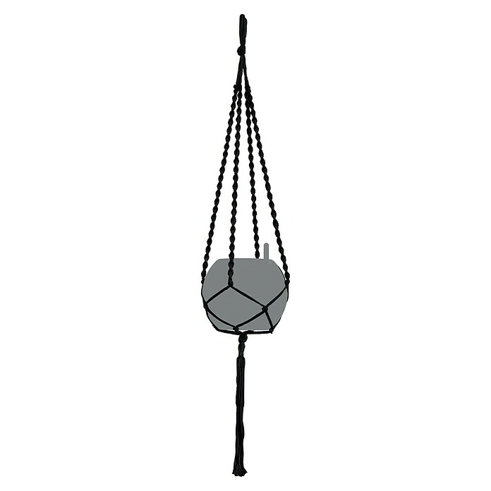 Lechuza Blumenampel Makramee Boho (Länge: 120 cm, Baumwolle, Schwarz) | BAUHAUS
