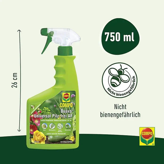 Compo Pilzfrei Duaxo Universal - 750 ml - COMPO Duaxo Universal Pilz-frei AF: Zuverlässiger Schutz vor Pilzkrankheiten für Zierpflanzen, Gemüse und Kräuter, bienenungefährlich.