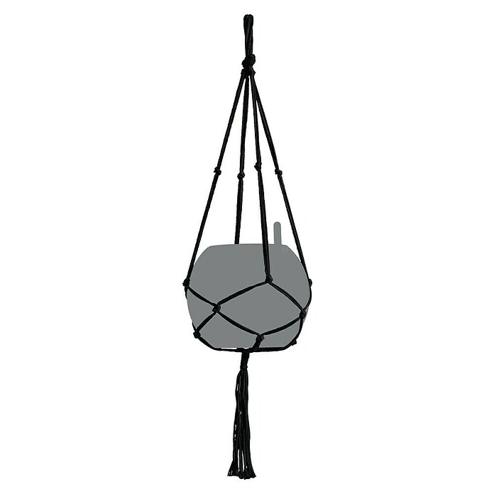 Lechuza Blumenampel Makramee Pure (Länge: 90 cm, Baumwolle, Schwarz) | BAUHAUS