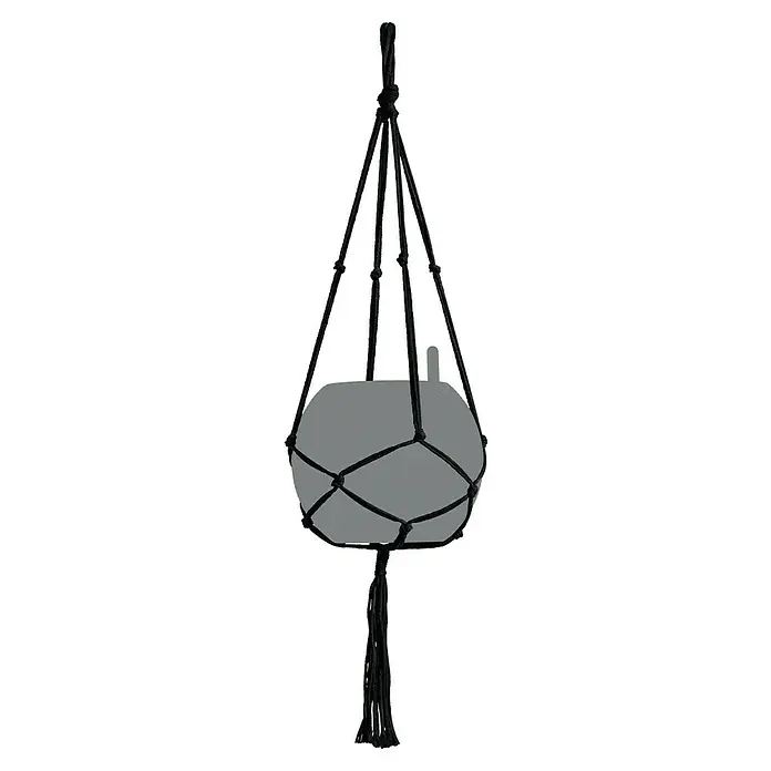 Lechuza Blumenampel Makramee Pure - Länge: 90 cm, Baumwolle, Schwarz - Schwarzer Makramee-Pflanzenaufhänger, perfekt für die stilvolle Präsentation Ihrer Pflanzen, mit dekorativen Fransen am unteren Ende.