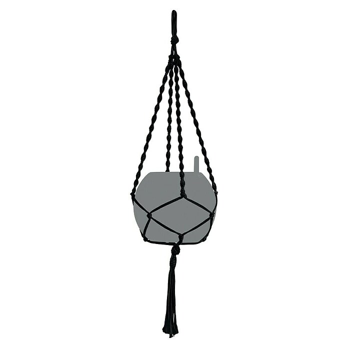 Lechuza Blumenampel Makramee Boho (Länge: 90 cm, Baumwolle, Schwarz) | BAUHAUS