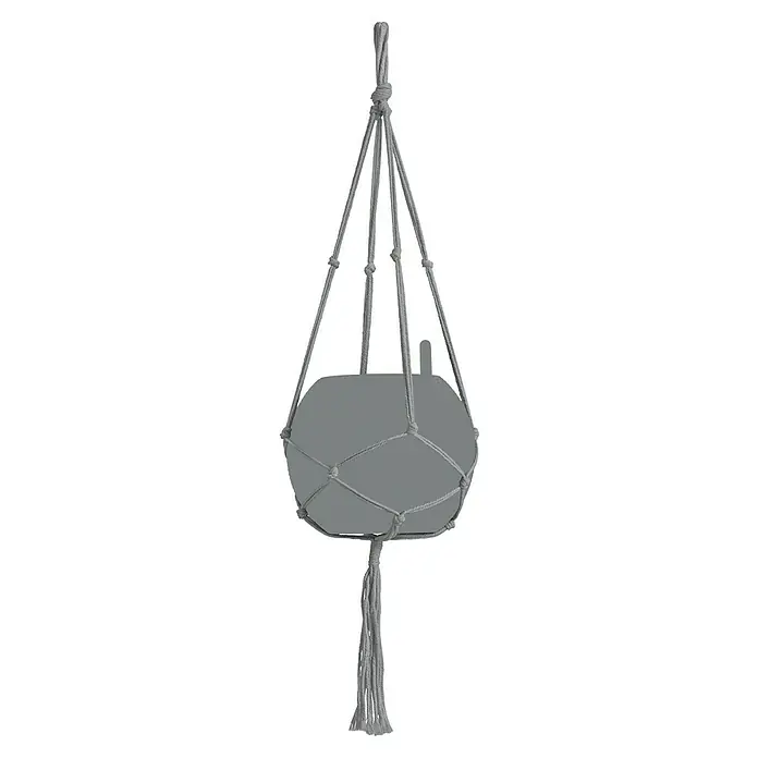 Lechuza Blumenampel Makramee Pure - Länge: 90 cm, Baumwolle, Grau - Grauer Makramee-Pflanzenaufhänger für Zimmerpflanzen. Der Aufhänger hat eine Quaste am unteren Ende und ist für mittelgroße Blumentöpfe geeignet.