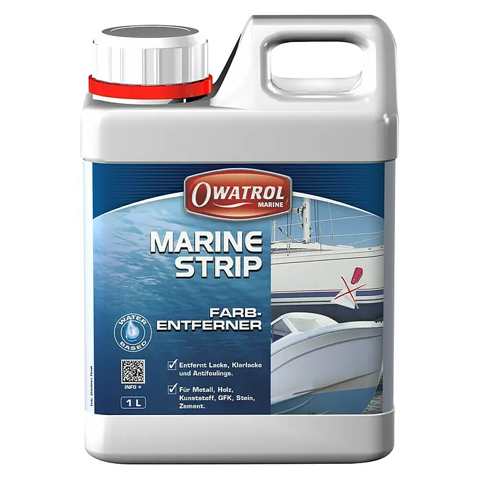 Owatrol Farbentferner Marine Strip - Beige/Hellbraun, 1 l - Eine Flasche Owatrol Marine Strip Farbentferner, ein wasserbasiertes Produkt zum Entfernen von Lacken, Klarlacken und Antifoulings.