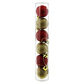 BOX/6 KUGELN A. PLASTIK, 4cm, ROT-GOLD,M. GLITTER