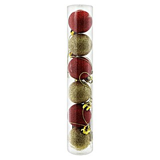 Geroma Weihnachtskugeln (Durchmesser: 4 cm, Rot/Gold, Kunststoff, 6 Stk.)