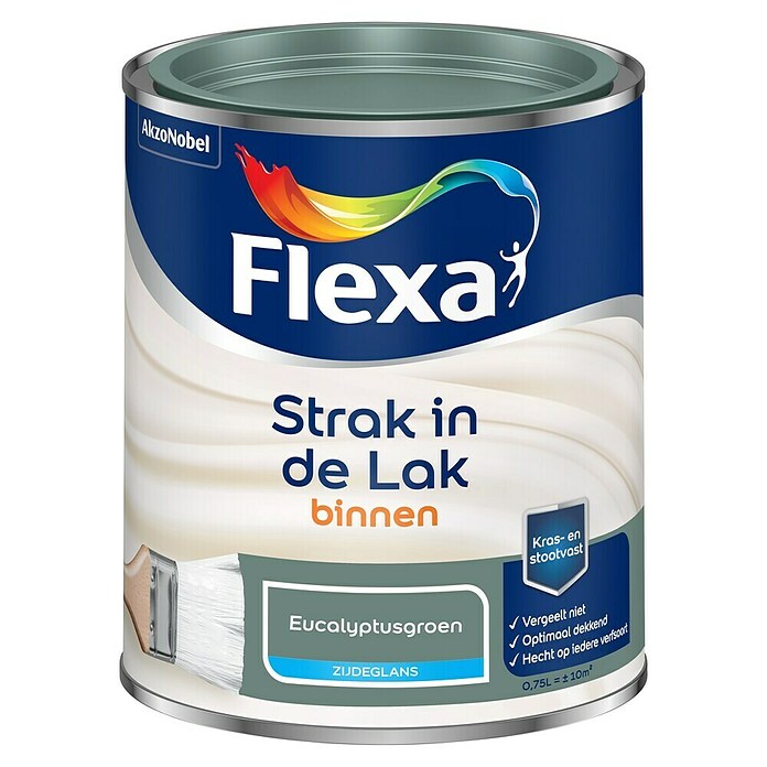 Flexa Strak in de Lak Kleurlak (Eucalyptusgroen, Zijdeglans, Op waterbasis, 750 ml) | BAUHAUS