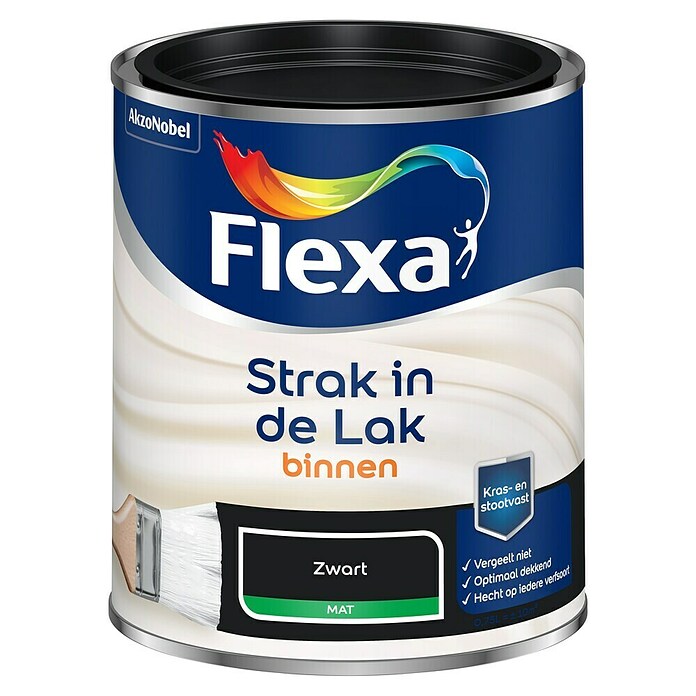 Flexa Strak in de Lak Kleurlak (Zwart, Mat, Op waterbasis, 750 ml) | BAUHAUS