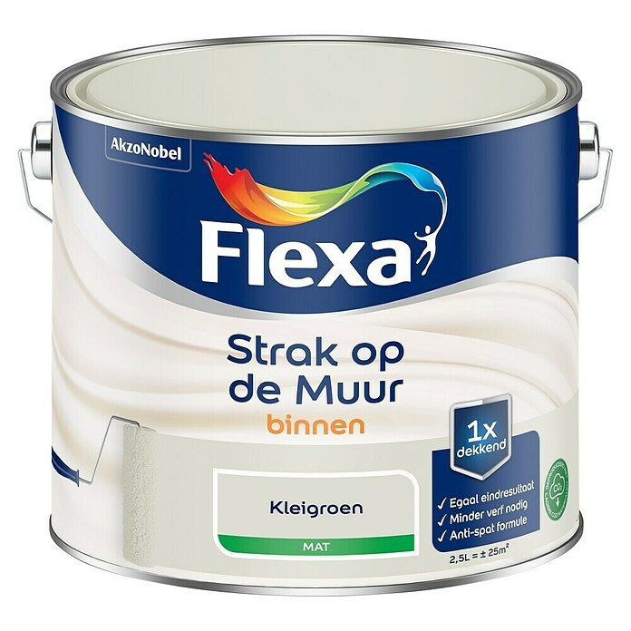 Flexa Strak op de Muur Muurverf (Kleigroen, Mat, 2,5 l) | BAUHAUS
