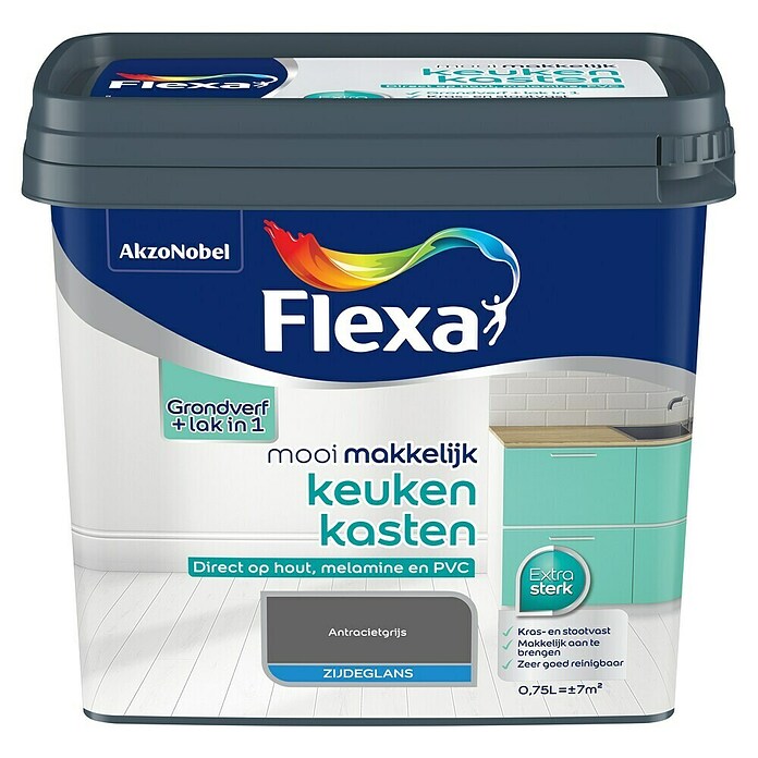 Flexa Mooi Makkelijk Kleurlak (Antraciet, 750 ml, Zijdeglans) | BAUHAUS